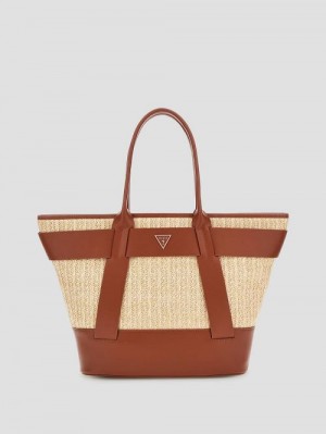 Guess Tuane Raffia Tote Maro | GUESS-SN29463