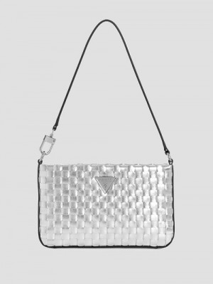 Guess Twiller Metallic Mini Shoulder Bag Argintii | GUESS-SN29190