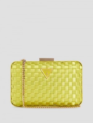 Guess Twiller Woven Satin Minaudiere Galbeni | GUESS-SN28933