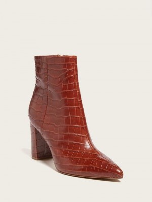 Guess Ulea Croc Leather Bootie Maro | GUESS-SN29905