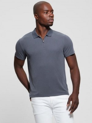 Guess Union Rib Knit Polo Gri | GUESS-SN31306