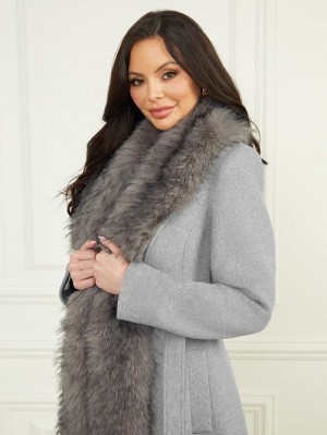 Guess Valerie Wool-Blend Coat Gri | GUESS-SN28007