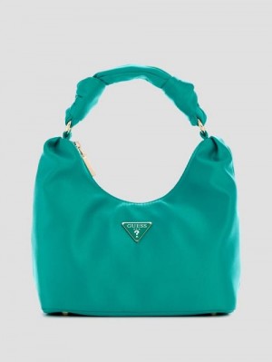 Guess Velina Satin Hobo Bag Gri | GUESS-SN29153