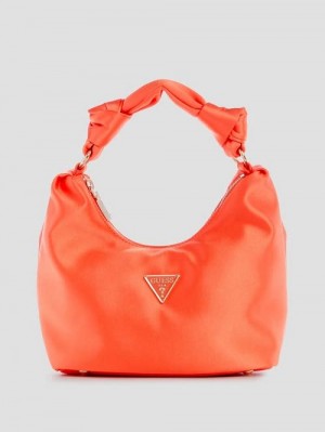 Guess Velina Satin Hobo Bag Portocalii | GUESS-SN29155