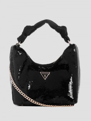 Guess Velina Sequin Hobo Bag Negrii | GUESS-SN29112