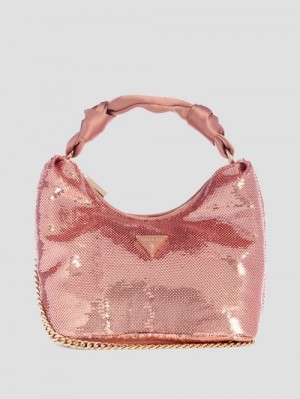 Guess Velina Sequin Hobo Bag Roz Aurii | GUESS-SN29124