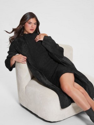 Guess Vero Oversized Mini Cardigan Coat Negrii | GUESS-SN28040
