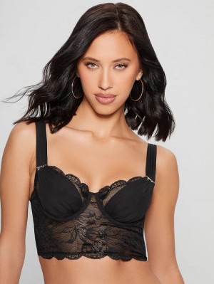 Guess Vesna Lace Bustier Negrii | GUESS-SN27176