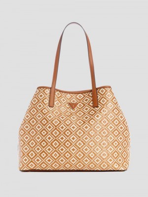 Guess Vikky Straw Tote Set Maro | GUESS-SN29416