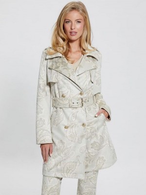 Guess Vilma Faux-Suede Trench Coat Bej | GUESS-SN28044