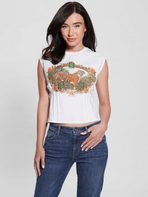 Guess Vintage Tiger Corset Tee Albi | GUESS-SN27599