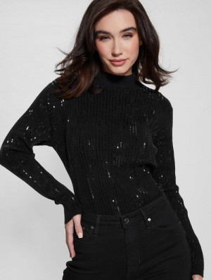 Guess Vivian Sequin Sweater Negrii | GUESS-SN27290