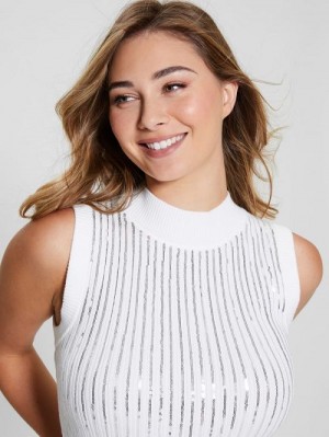Guess Vivian Sequin Tank Top Albi | GUESS-SN27745