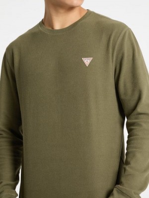 Guess Waffle-Knit Mini Triangle Long-Sleeve Tee Verzi | GUESS-SN31053