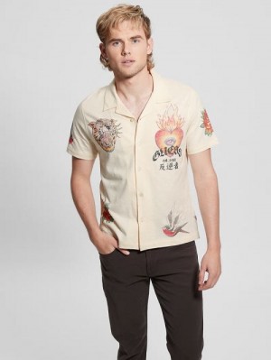 Guess Washed Art Shirt Albi | GUESS-SN31114