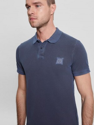 Guess Washed Polo Albastri | GUESS-SN31171
