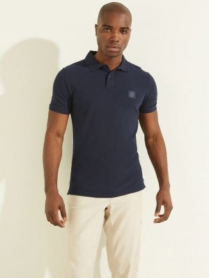 Guess Washed Polo Albastri | GUESS-SN31206