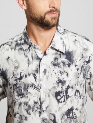 Guess Wayco Sateen Floral Shirt Negrii Albi | GUESS-SN31322