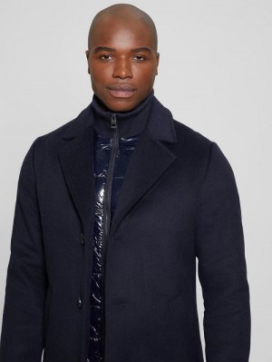 Guess Wool-Blend Coat Albastri | GUESS-SN30780