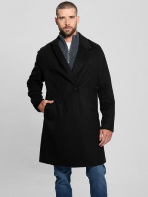 Guess Wool-Blend Double-Breasted Coat Negrii | GUESS-SN30795