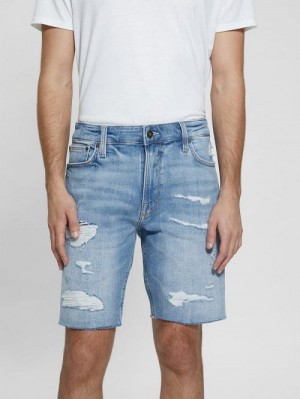 Guess Wyatt Destroyed Shorts Albastri | GUESS-SN31372