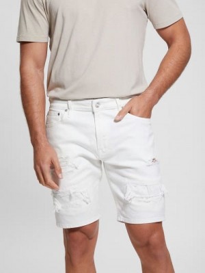 Guess Wyatt Destroyed White Shorts Albi | GUESS-SN31352