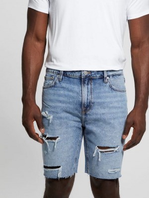 Guess Wyatt Distressed Denim Shorts Albastri | GUESS-SN30424