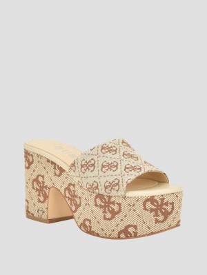 Guess Yapplea Quattro G Platform Mules Maro | GUESS-SN29840