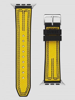 Guess Yellow and Black Woven 42-45 mm Band for Apple Watch® Galbeni | GUESS-SN31625