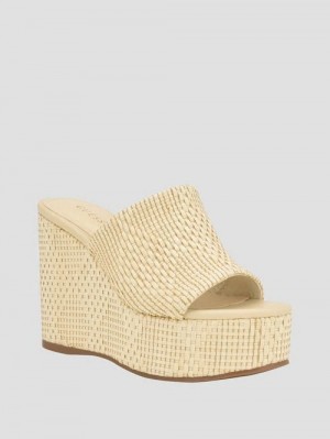 Guess Yenisa Woven Wedged Sandals Bej | GUESS-SN29803