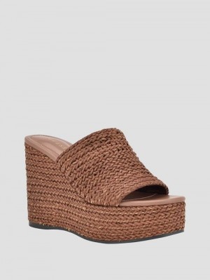Guess Yenisa Woven Wedged Sandals Maro | GUESS-SN29825