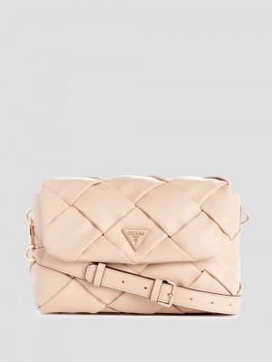 Guess Zaina Woven Shoulder Bag Roz | GUESS-SN28775