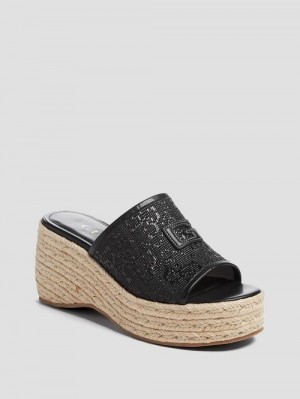 Guess Zakki Espadrille Sandals Negrii | GUESS-SN29601