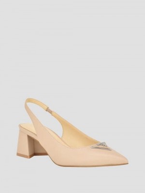 Guess Zanda Slingback Block Heels Bej | GUESS-SN29864
