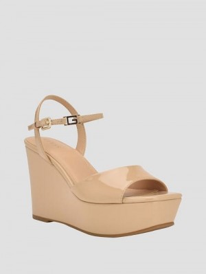 Guess Zione Patent Wedges Bej | GUESS-SN29669