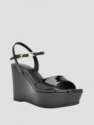 Guess Zione Patent Wedges Negrii | GUESS-SN29642