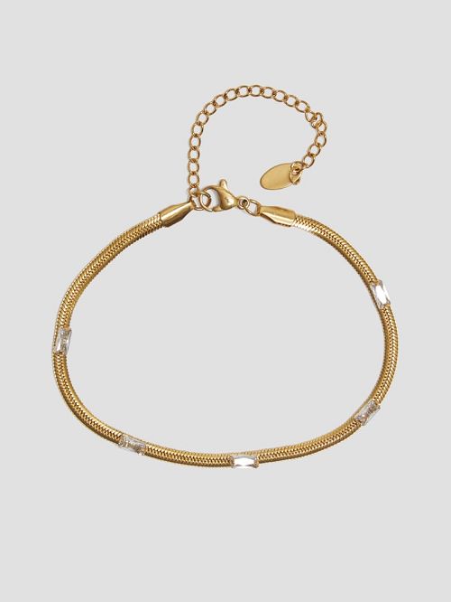 Guess 14K Gold-Plated Baguette Snake Chain Bracelet Aurii | GUESS-SN30319