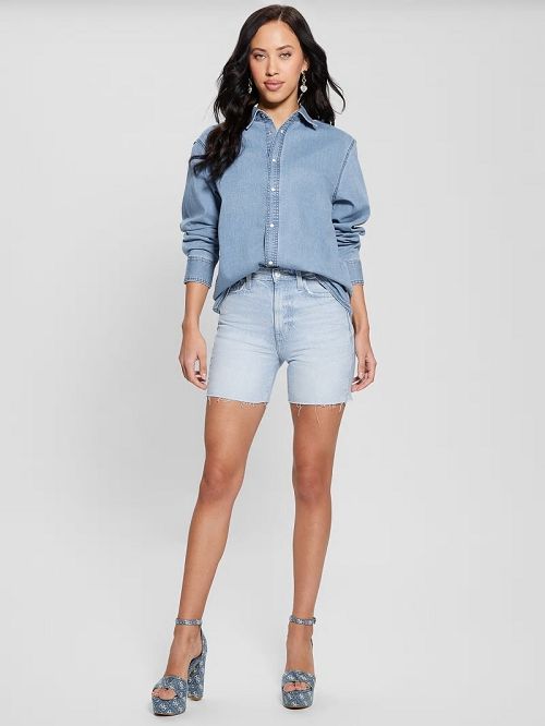 Guess 80s Pedal Denim Shorts Albastri | GUESS-SN28119