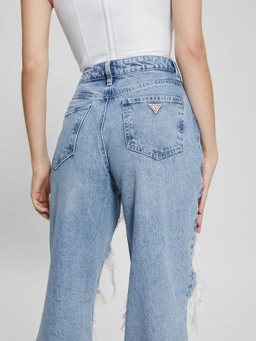 Guess 90s Ankle High-Rise Pants Albastri | GUESS-SN26627