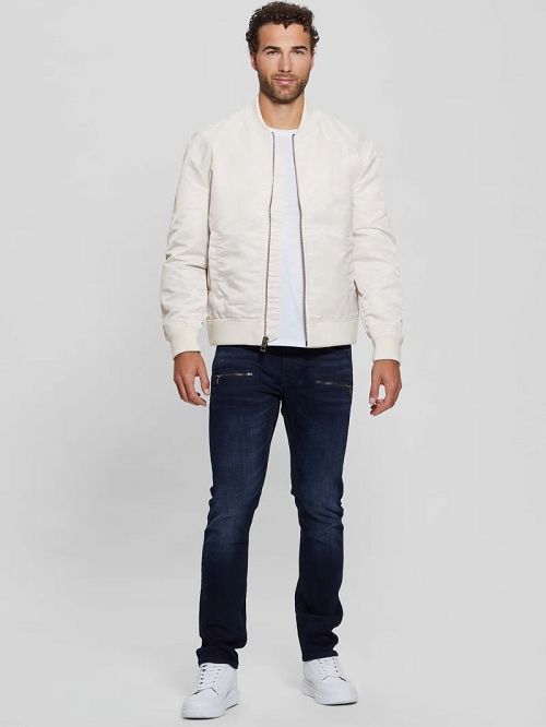Guess Ace Satin Flight Jacket Albi | GUESS-SN30863