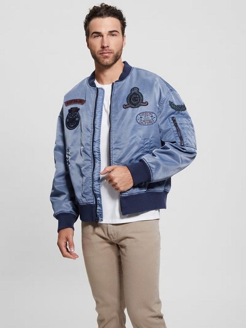 Guess Ace Twill Flight Jacket Albastri | GUESS-SN30772