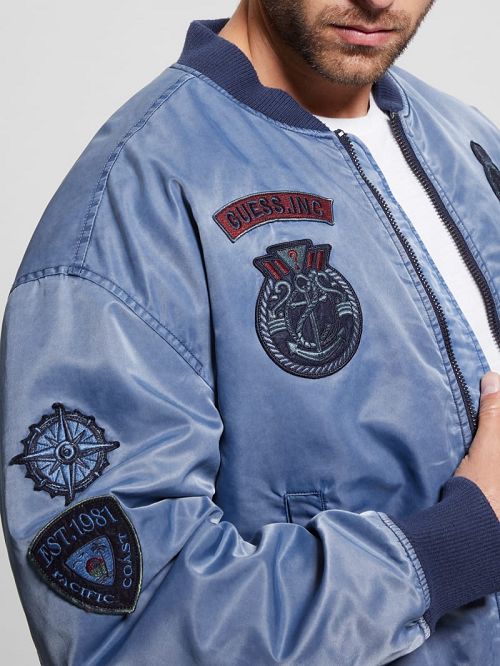 Guess Ace Twill Flight Jacket Albastri | GUESS-SN30772