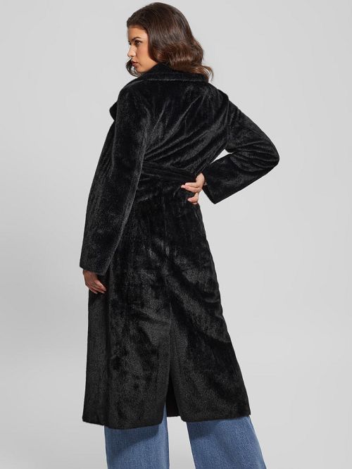 Guess Ada Longline Faux-Fur Coat Negrii | GUESS-SN27933