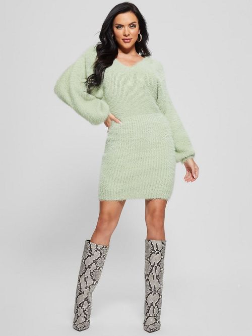 Guess Adeline Fuzzy Sweater Dress Verzi | GUESS-SN26937