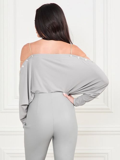 Guess Adri Bejeweled Top Gri | GUESS-SN27434