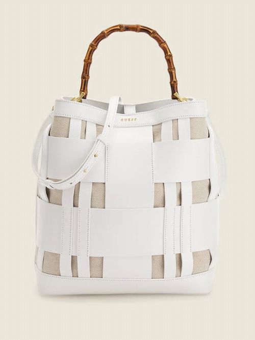 Guess Aida Woven Leather Hobo Bag Albi | GUESS-SN28791