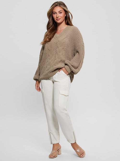 Guess Aki Chenille Cable-Knit Sweater Bej | GUESS-SN27837