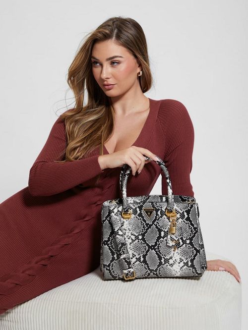 Guess Ales Girlfriend Satchel Negrii Albi | GUESS-SN28728