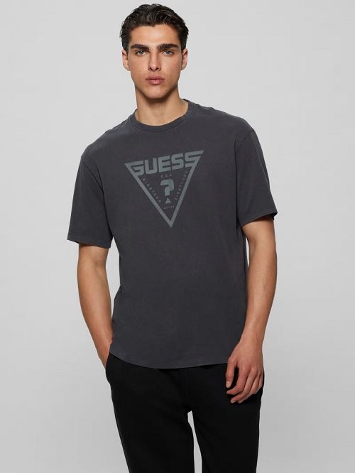 Guess Alino Triangle Signature Tee Negrii | GUESS-SN31581