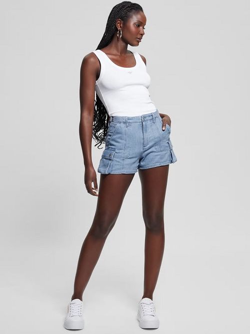 Guess Amara Cargo Denim Shorts Albastri | GUESS-SN28121